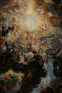 La fresque de la voute de l'église du Gesù à Rome La fresque de la voute de l'église du Gesù à Rome